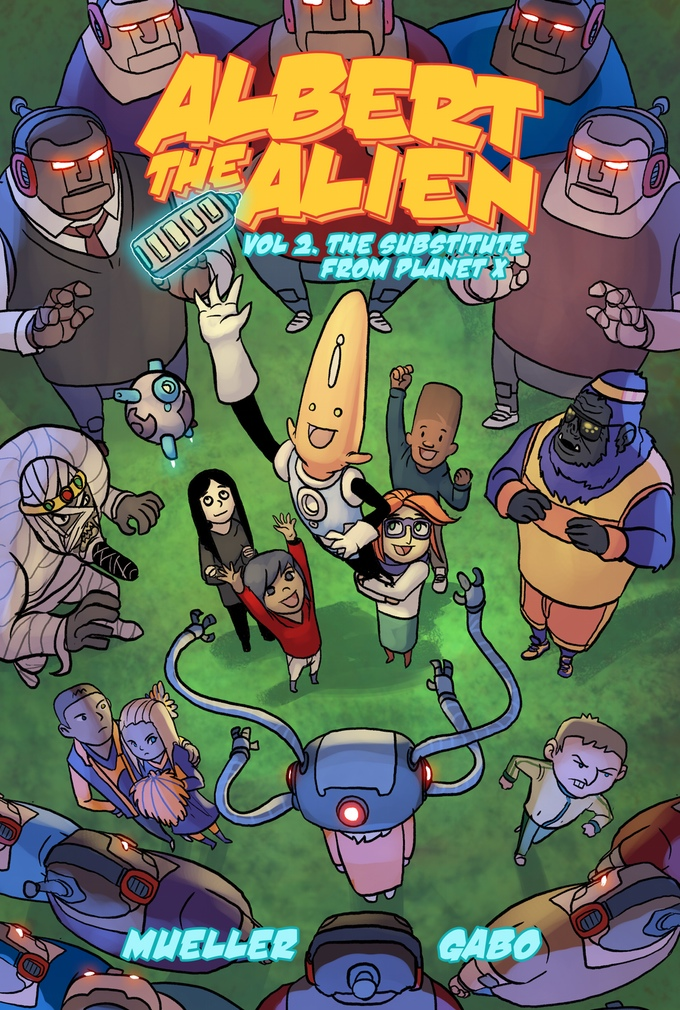 albert the alien volume 2 comic book graphic novel cover kids comic art by gabo written by trevor mueller